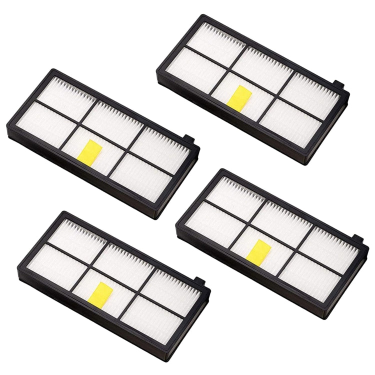 Set of four rectangular HEPA vacuum filters with black frames and white pleated media