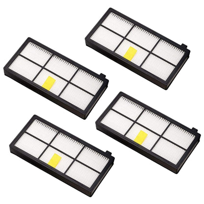 Set of four rectangular HEPA vacuum filters with black frames and white pleated media