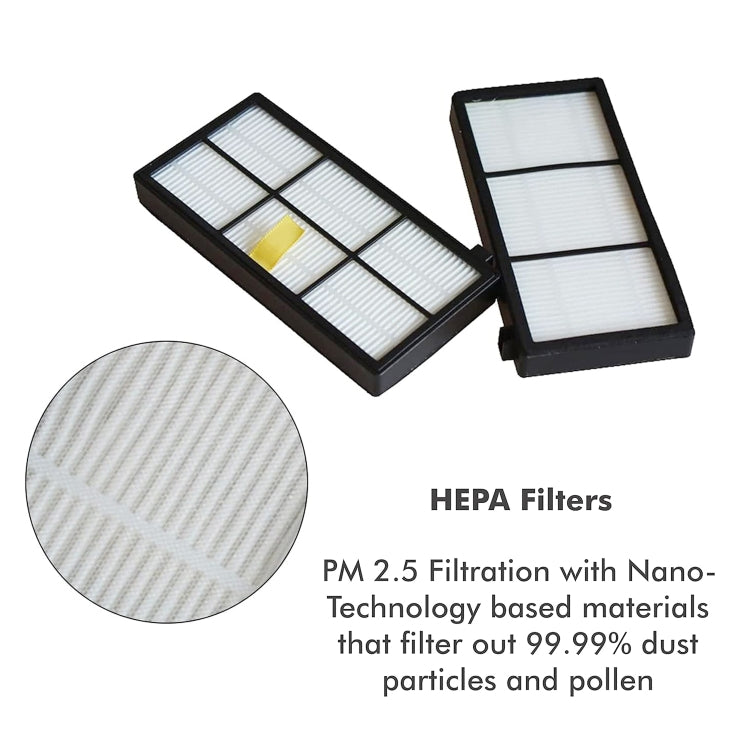 Two rectangular HEPA vacuum filters with black frames and pleated white filter media