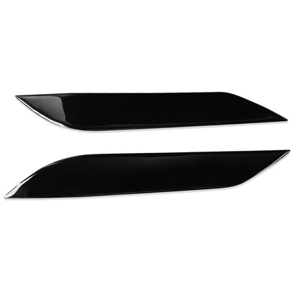 Black ABS headlight light eyebrow trim, curved pair for front lamps