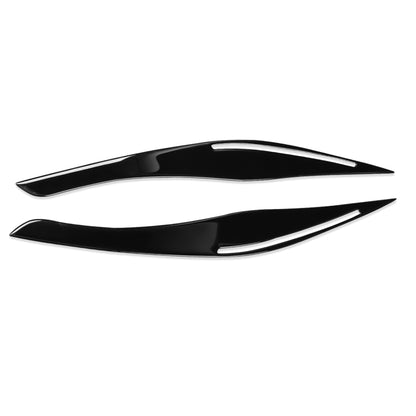 Glossy black ABS headlight eyebrow trims, curved set of two