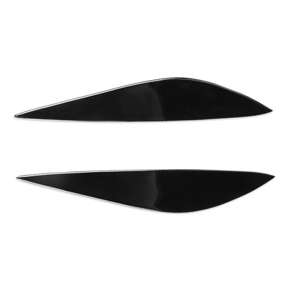 Pair of black ABS light eyebrows, curved trim for car headlight lenses