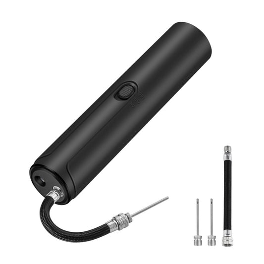 Portable electric air pump with black cylinder body and nozzle needle adapters