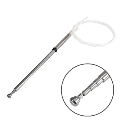 Telescopic radio antenna with braided cable and metal rod, base end cap detail