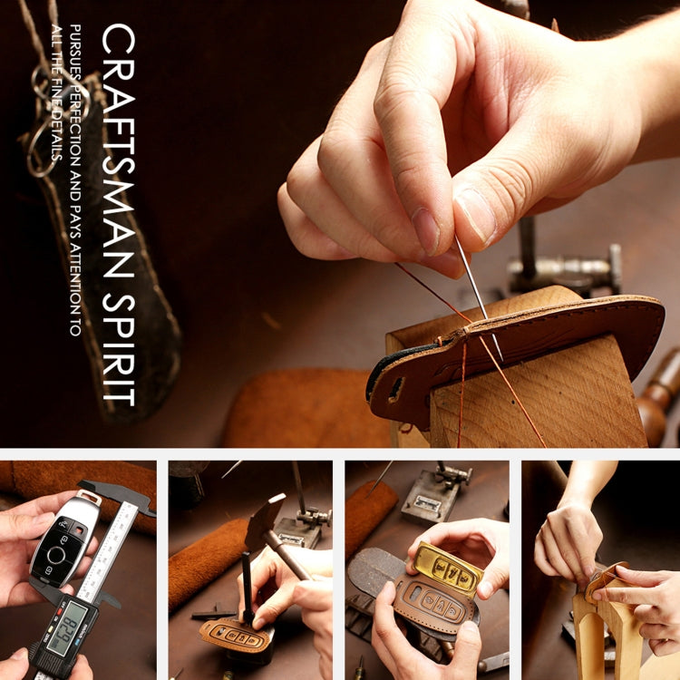 Leather key fob cover crafting with hand stitching and tool work