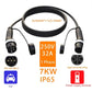 Black EV charging extension cable with Type 2 connectors, 250V 32A rating