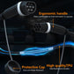 Black EV charging extension cable with ergonomic grip and Type 2 connector ends