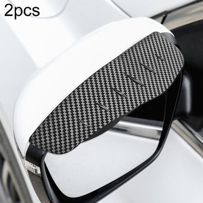 Car side mirror rain cover set of 2 with carbon fiber pattern, black and gray.