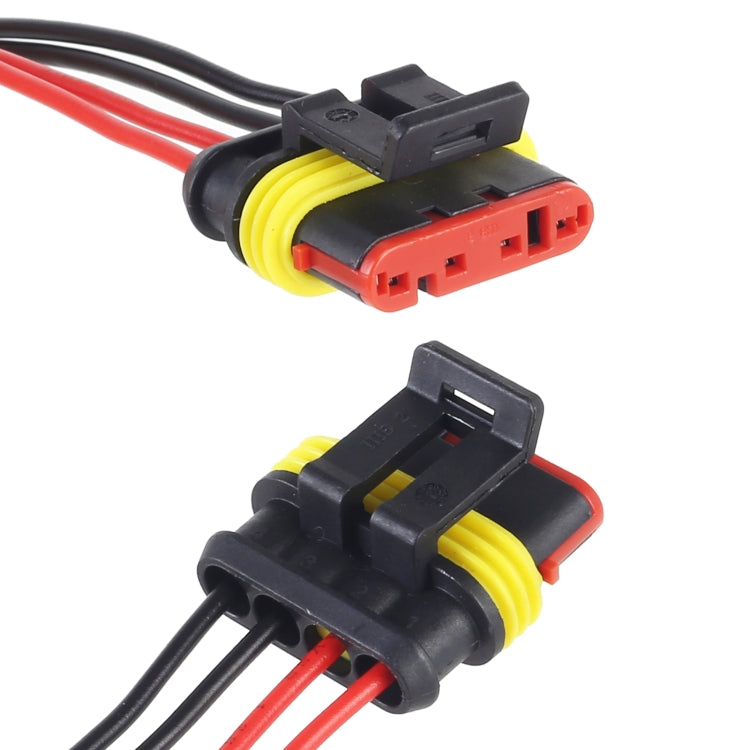 10pcs 3P Car Waterproof Plug Car Connector Plug-In, Length：10cm, 4P