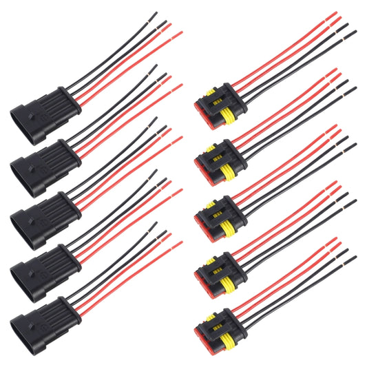 10pcs 3P Car Waterproof Plug Car Connector Plug-In, Length：10cm, 4P