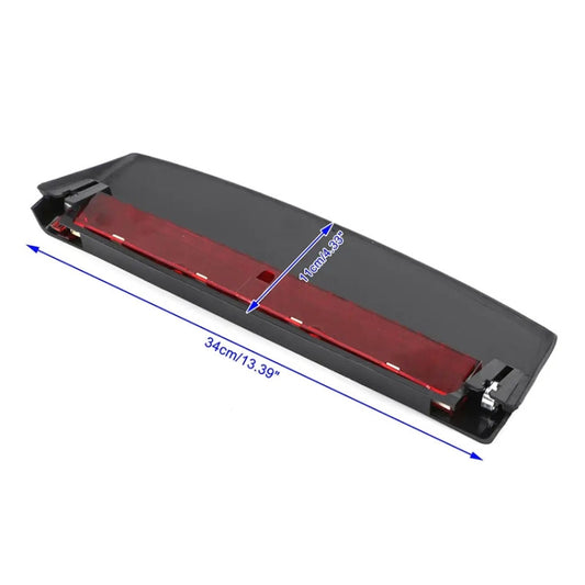 High position brake light assembly with red lens panel in black frame