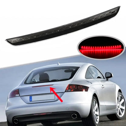 Car rear high position brake light with red LED strip, shown installed on trunk area.