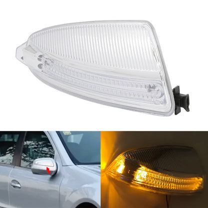 Clear outer housing right side mirror turn signal light with ridged lens and black connector