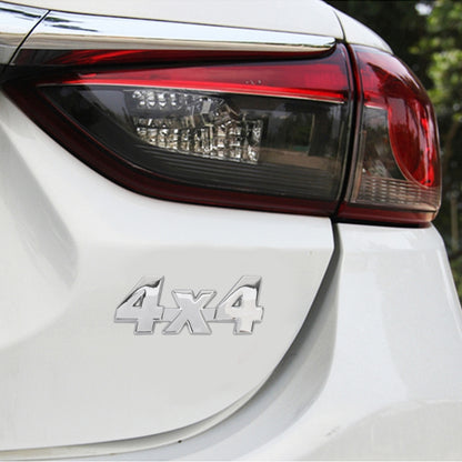 Silver 4x4 aluminum alloy decorative emblem sticker on car rear panel