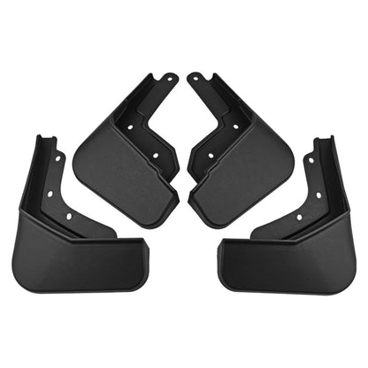 Black soft plastic splash flap fender guards, 4-piece set with mounting holes
