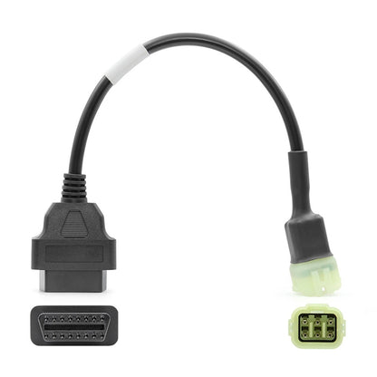 6-pin to OBDII motorcycle connector cable with 6-pin and OBDII female connectors