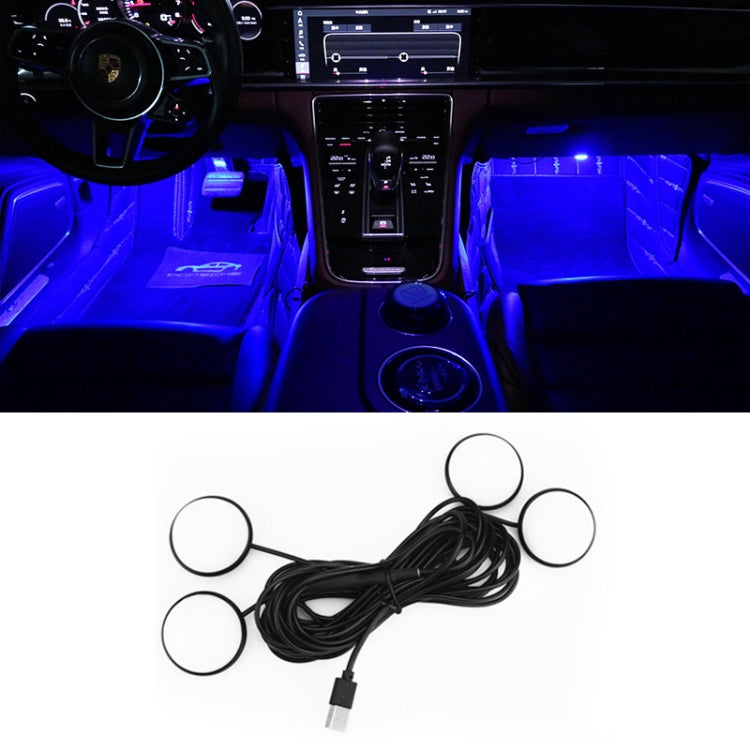 Car foot RGB LED atmosphere light with blue glow under front seats