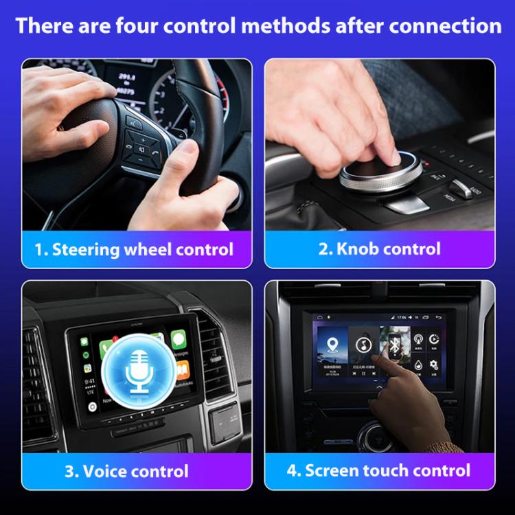 Four car control methods: steering wheel, knob, voice, and screen touch