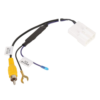 Car rear view camera adapter cable with 16-pin connector, yellow and blue leads