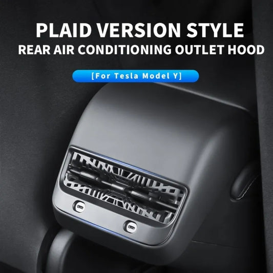 Rear air conditioning outlet hood cover on dashboard, dark gray with ventilated grille