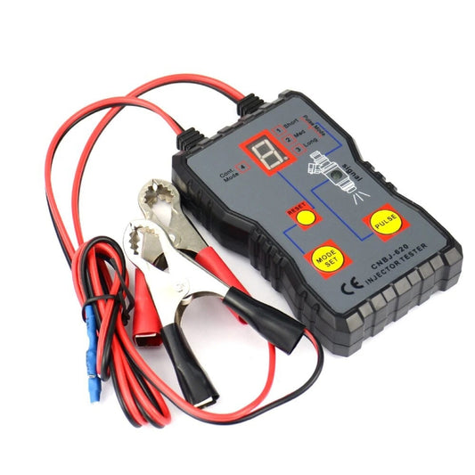Automobile injector tester with red/black lead cables and alligator clamps