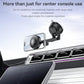 Magnetic car phone holder attached to dashboard console with adjustable arm, black