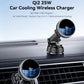Qi2 wireless car charger holder on air vent with circular blue charging module