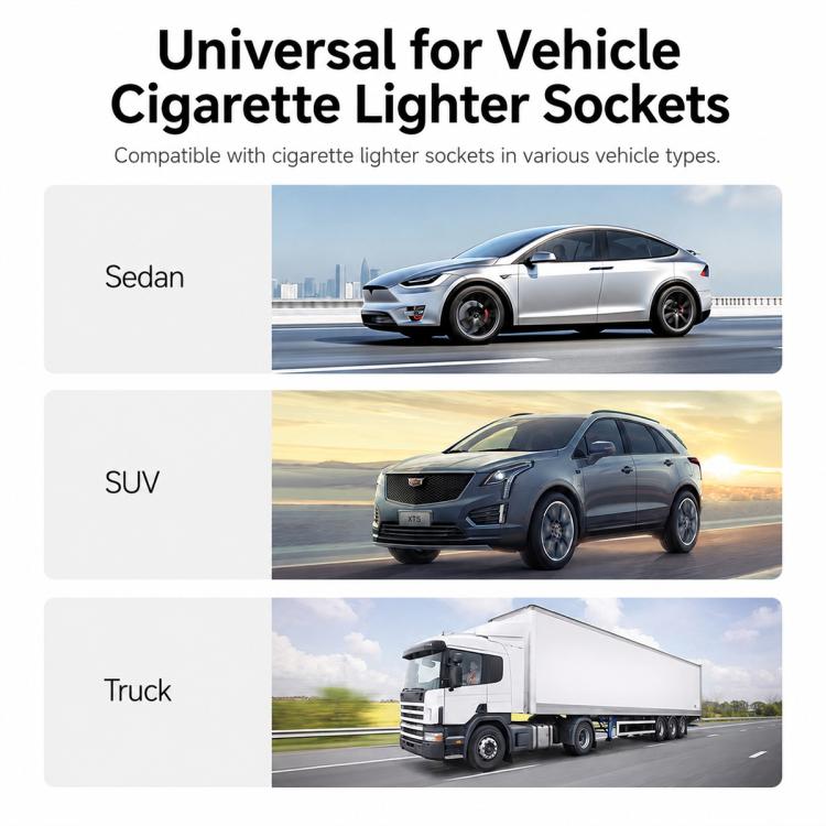 Car charger for cigarette lighter sockets, used in sedan, SUV, and truck