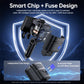 Cigarette lighter car charger with smart chip and fuse protection, black