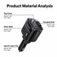 Black ABS cigarette lighter car charger adapter, showing charging head and plug