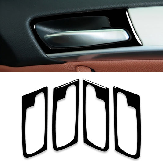 Set of 4 door handle decorative stickers, black frames with chrome insert accent