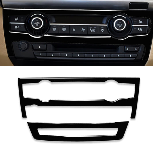 Car air conditioner trim sticker set with black dashboard vent overlay and circular cutouts