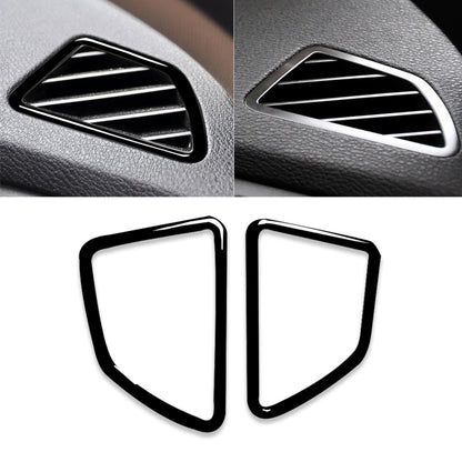 Pair of dashboard air vent frame stickers, black with silver interior fins
