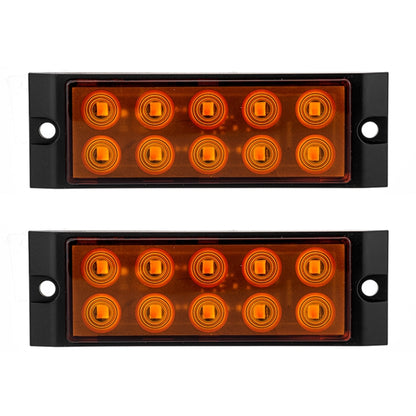 Orange 10-LED side marker indicator light, rectangular black housing with 10 round lamps