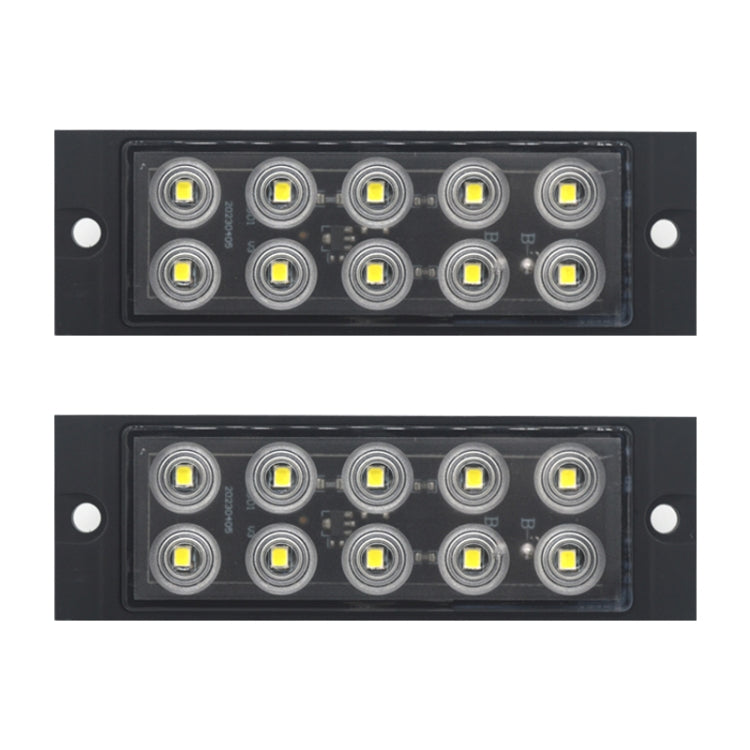 White 10-LED side marker indicator light, rectangular black housing with 10 round LEDs