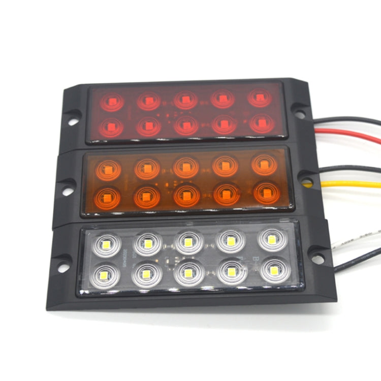 Set of three 10-LED side marker lights in red, orange, and white with black housing