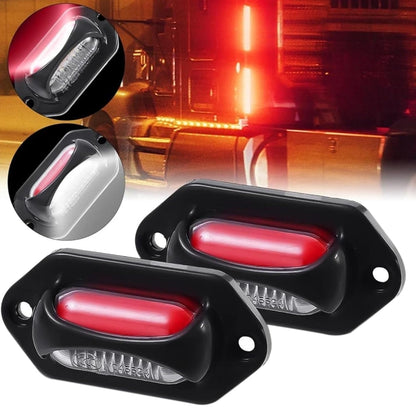 Pair of black dual-color LED side marker lights with red and white glow