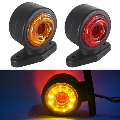Pair of black-base LED side marker lights, one red lens and one amber lens