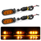 Pair of amber/yellow mini motorcycle water turn signal lights with 3 LEDs and wiring harness
