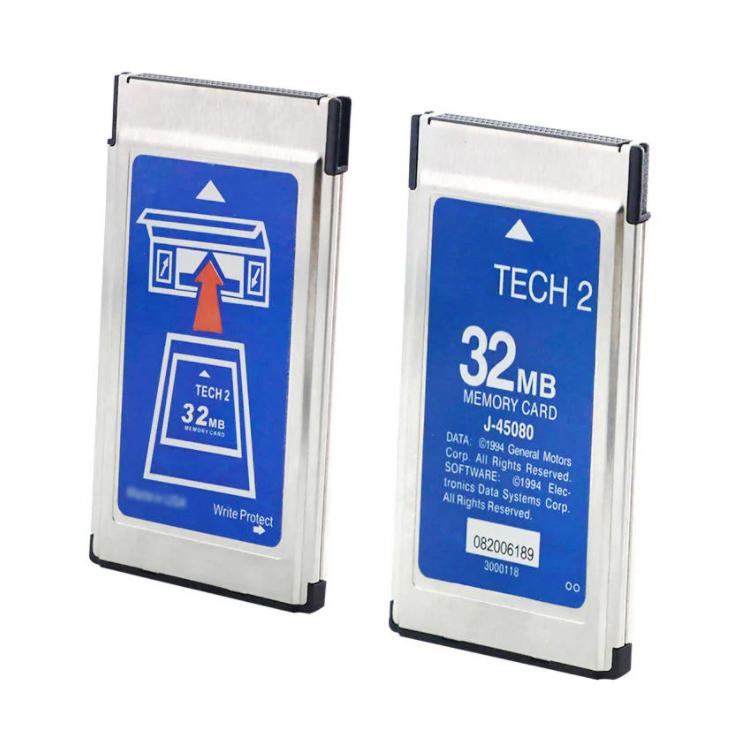 Tech 2 32MB memory card data card shown front and back views