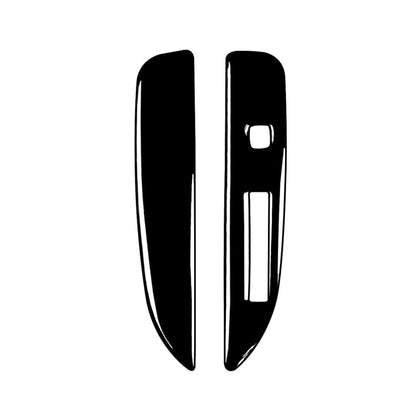 Right drive shifter paddle decorative sticker set, two-piece black with rectangular cutouts