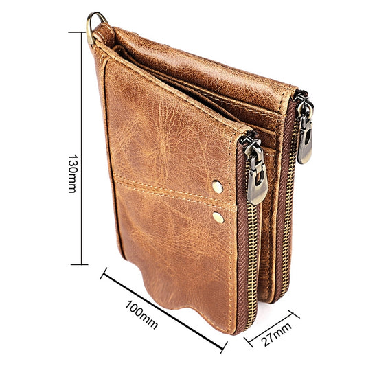 LT3533 Long Crazy Horse Texture Cowhide Leather Folding Anti-magnetic RFID Wallet Clutch Bag for Men, with Card Slots & Shoulder Strap, LT3533 Yellowish-brown, LT3533 Black, LT3533 Coffee, LT3533 Blue, LT3533 Red