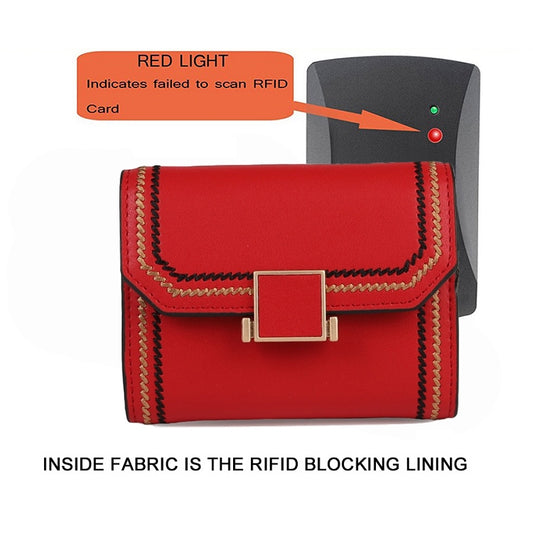 KB190 Cover Type Snap Button Cowhide Leather Organ Shape Multiple Card Slots Anti-magnetic RFID Wallet for Ladies, KB190 Army Green, KB190 Black, KB190 Dark Blue, KB190 Pink, KB190 Lake Blue, KB190 Light Purple, KB190 Purple, KB190 Red, KB190 Rose Red