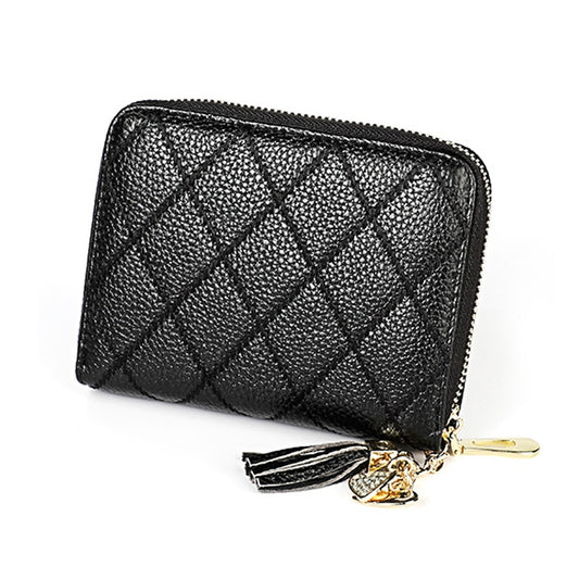 KB213 Diamond Texture Zipper Cowhide Leather Double Row Organ Shape Multiple Card Slots Anti-magnetic RFID Wallet Clutch Bag for Ladies, KB213 Rose Red, KB213 Black, KB213 Pink, KB213 Blue, KB213 Light Pink