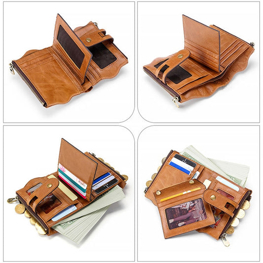 LT3539 Cowhide Leather Zipper Buckle Anti-magnetic RFID Wallet Clutch Bag for Men, with Card Slots & Shoulder Strap, LT3539 Strap Red, LT3539 Yellowish-brown, LT3539 Shoulder Strap Black, LT3539 Shoulder Strap Coffee, LT3539 Shoulder Strap Blue