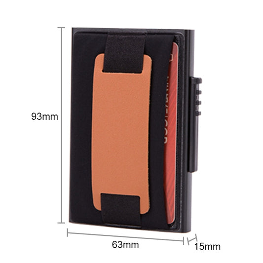 X-32C Automatically Pop-up Card Type Anti-magnetic RFID Anti-theft Men Aluminum Alloy A Dial Button Elastic Bag Wallet with PU Leather Strap, X-32C A Dial Button Black, X-32C A Dial Button Grey, X-32C A Dial Button Gold, X-32C A Dial Button Blue       ...