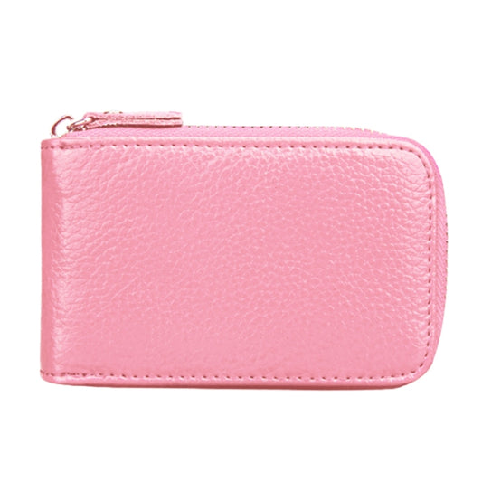 Genuine Cowhide Leather Solid Color Zipper Vertical Card Holder Wallet RFID Blocking Card Bag Protect Case with 12 Card Slots, Size: 11.5*7.5cm