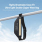 Black waist bag with reflective yellow stripe, adjustable stretch belt strap