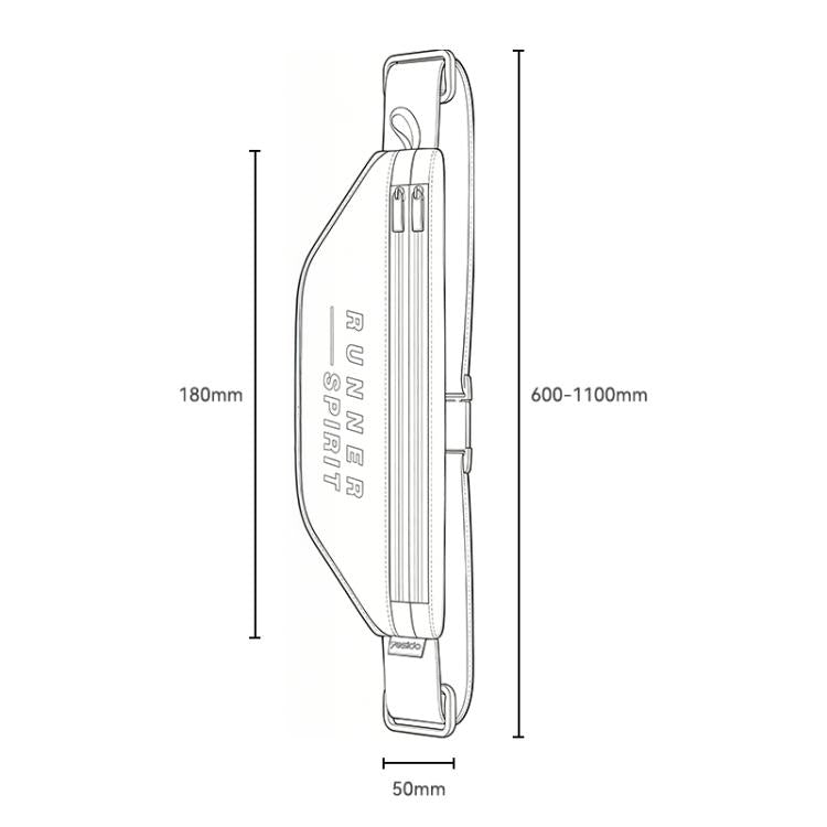 Yesido double-zip running waist bag, white outline with strap and buckle