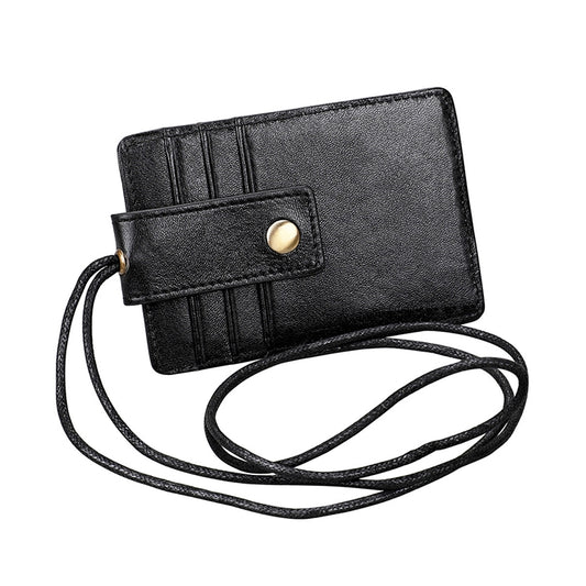 KB153 Antimagnetic RFID Leather Card Holder ID Card Badge with Lanyard